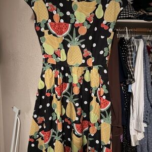 Modcloth Black Fruit Print Casual Dress